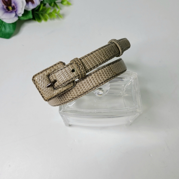 Saint Laurant Rive Gauche Taupe Genuine Snakeskin Skinny Vintage Belt - Picture 1 of 9